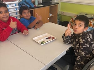 Enjoying the food they prepared